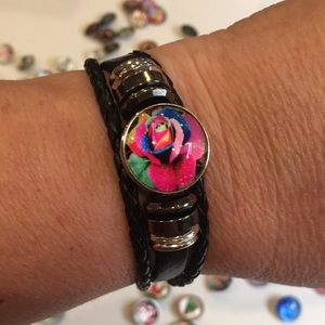 Black Leather Snap Bracelet